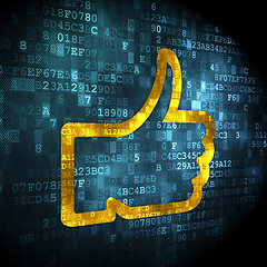 Image showing Social network concept: Thumb Up on digital background