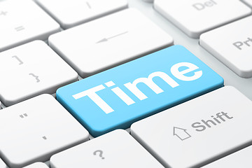 Image showing Timeline concept: Time on computer keyboard background