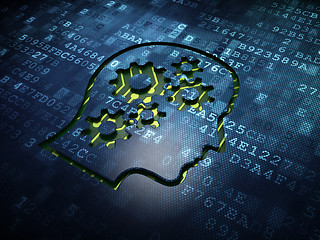 Image showing Business concept: Head With Gears on digital screen background