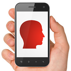 Image showing Data concept: Head on smartphone