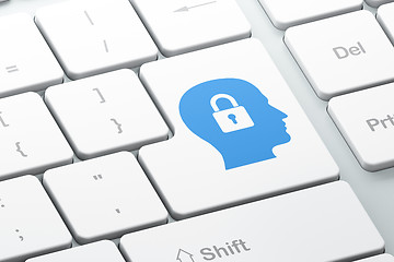 Image showing Data concept: Head With Padlock on computer keyboard background