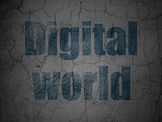 Image showing Data concept: Digital World on grunge wall background