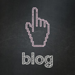 Image showing Web design concept: Mouse Cursor and Blog on chalkboard background