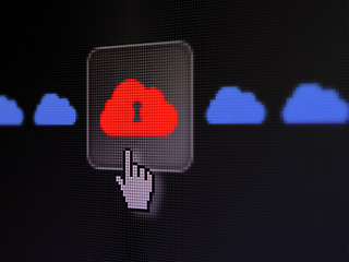 Image showing Networking concept: Cloud With Keyhole on digital computer screen