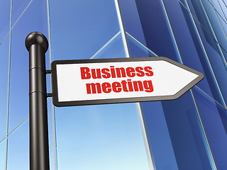 Image showing Finance concept: sign Business Meeting on Building background