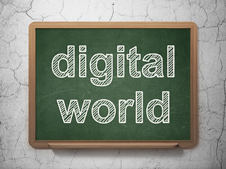 Image showing Information concept: Digital World on chalkboard background