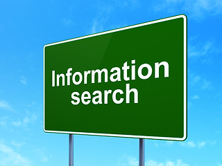 Image showing Information Search on road sign background