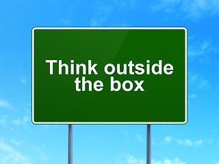 Image showing Education concept: Think outside The box on road sign background