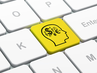 Image showing Finance concept: Head With Symbol on computer keyboard background