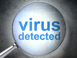 Image showing Protection concept: Virus Detected with optical glass
