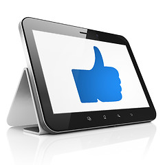 Image showing Social network concept: Thumb Up on tablet pc computer