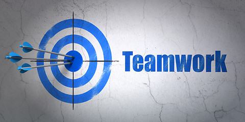 Image showing Business concept: target and Teamwork on wall background