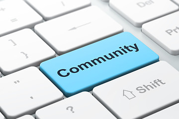 Image showing Social media concept: Community on computer keyboard background