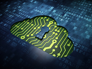 Image showing Cloud computing concept: Cloud With Keyhole on digital screen background