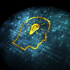 Image showing Education concept: Head With Lightbulb on digital background