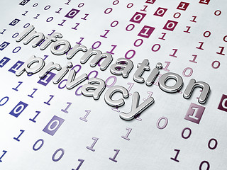 Image showing Privacy concept: Golden Information Privacy on Binary Code background