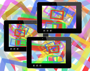 Image showing black tablets with abstract colorful pictures