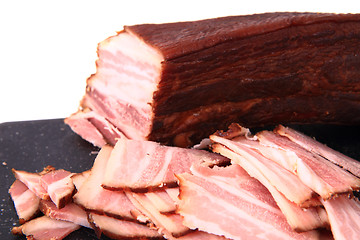 Image showing homemade smoked bacon 