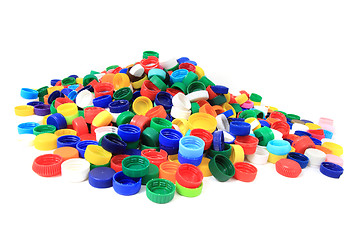 Image showing color plastic caps from pet bottles 