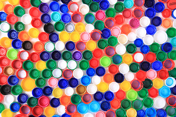 Image showing color plastic caps from pet bottles 