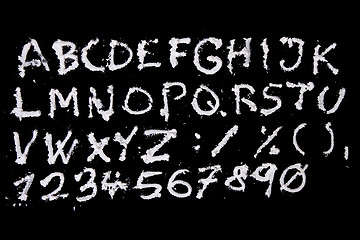 Image showing snow christmas alphabet on black background