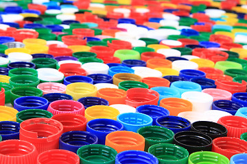 Image showing color plastic caps from pet bottles 