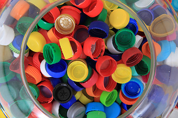 Image showing color plastic caps from pet bottles 