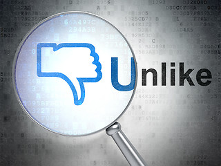 Image showing Social media concept: Thumb Down and Unlike with optical glass