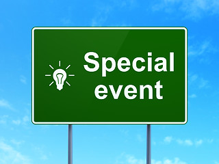 Image showing Finance concept: Special Event and Light Bulb on road sign background