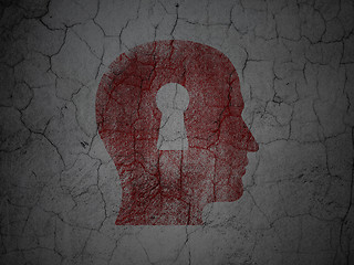 Image showing Information concept: Head With Keyhole on grunge wall background