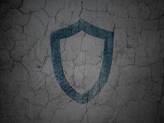 Image showing Protection concept: Contoured Shield on grunge wall background