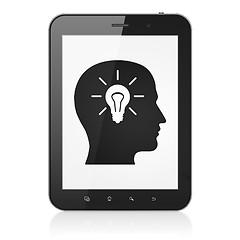 Image showing Business concept: Head With Light Bulb on tablet pc computer