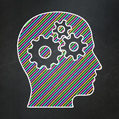 Image showing Data concept: Head With Gears on chalkboard background