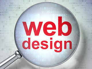 Image showing SEO web development concept: Web Design with optical glass