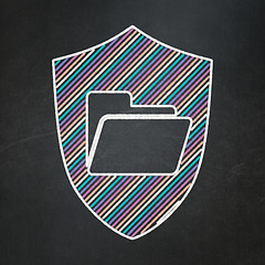 Image showing Finance concept: Folder With Shield on chalkboard background
