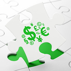 Image showing Marketing concept: Finance Symbol on puzzle background