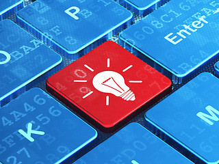 Image showing Finance concept: Light Bulb on computer keyboard background