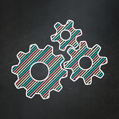 Image showing Information concept: Gears on chalkboard background