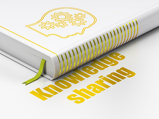 Image showing Education concept: book Head With Gears, Knowledge Sharing on white background