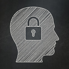 Image showing Information concept: Head With Padlock on chalkboard background