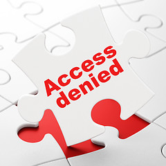 Image showing Protection concept: Access Denied on puzzle background