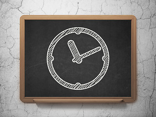 Image showing Time concept: Clock on chalkboard background