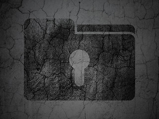 Image showing Business concept: Folder With Keyhole on grunge wall background