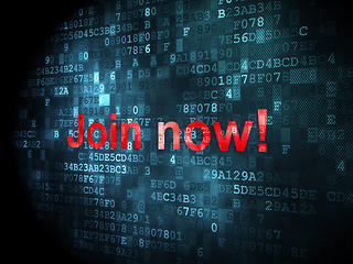 Image showing Social network concept: Join now! on digital background