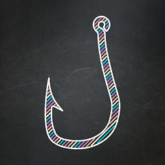 Image showing Security concept: Fishing Hook on chalkboard background