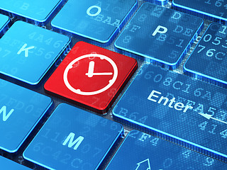 Image showing Time concept: Clock on computer keyboard background