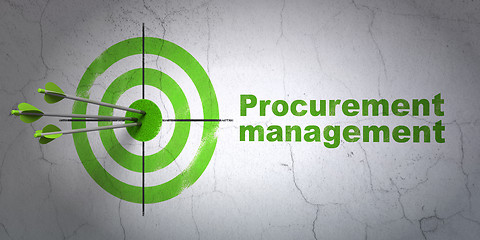 Image showing Business concept: target and Procurement Management on wall background