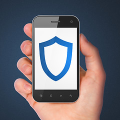 Image showing Safety concept: Contoured Shield on smartphone
