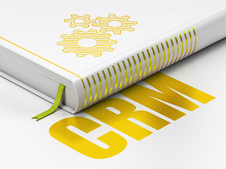 Image showing Business concept: book Gears, CRM on white background