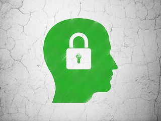 Image showing Finance concept: Head With Padlock on wall background